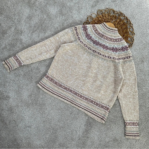 Tiara International Vintage 2001 Retro Faire Isle Zipper Front Sweater Boho L - Picture 6 of 12